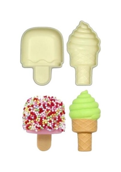 Şeker Hamuru Kalıbı Dondurma Plastik Kesme Set 2 Li