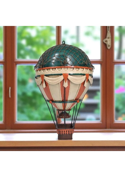 Jayland Retro Metal Sıcak Hava Balonu Biblo – Dekoratif Obje – 34x22x22 cm
