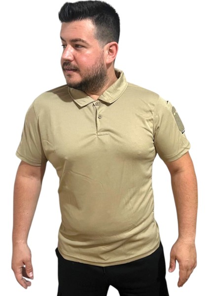 Taktik Tshirt Polo Yaka Kısa Kol Bej Renk