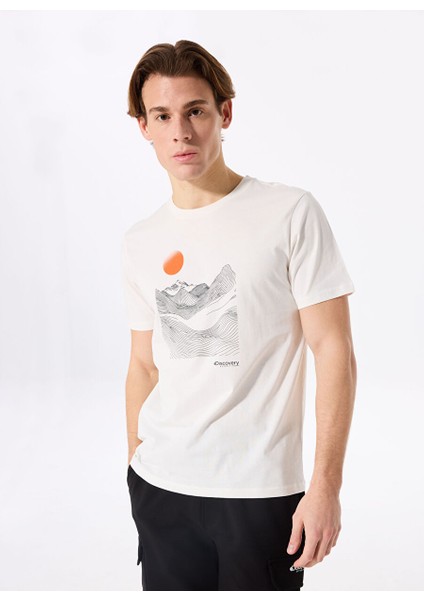 D5SM-TST3751 Ekru Bisiklet Yaka Relaxed Fit Baskılı T-Shirt modelleri