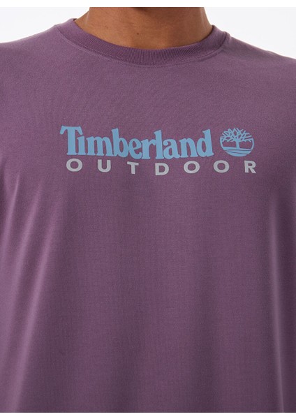 Uv-Protectıon Logo Short Sleeve Tee Mor Bisiklet Yaka Regular Fit Baskılı Erkek T-Shirt fırsatları