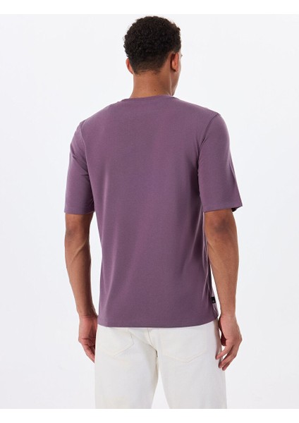 Uv-Protectıon Logo Short Sleeve Tee Mor Bisiklet Yaka Regular Fit Baskılı Erkek T-Shirt indirimleri