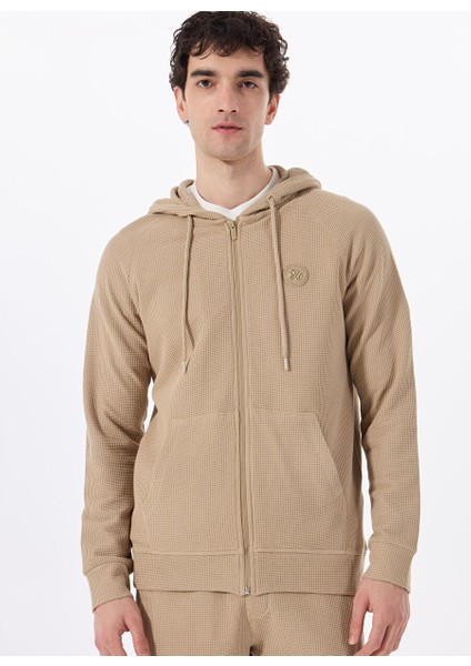 Deve Tüyü Erkek Kapüşon Relaxed Baskılı Sweatmont D5SM-SWT3754