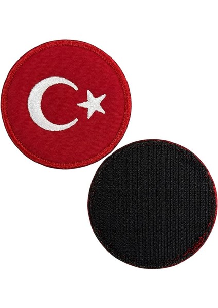 Kırmızı Renk Yuvarlak Türk Bayrağı Patch - 6 cm fiyatları