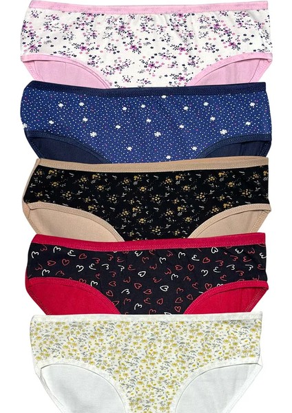 5'li Kadın Desenli Pamuklu Bato Külot