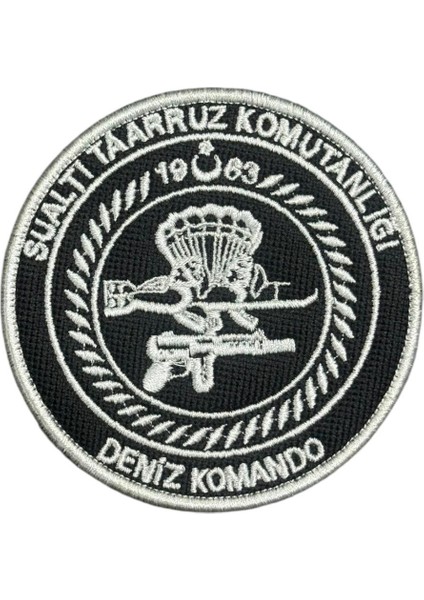 Beyaz Renk Sat Deniz Komando Nakış Patch Peç - 8 cm