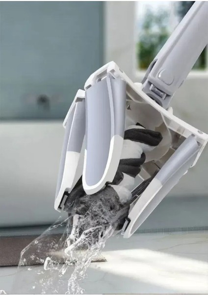 Kendinden Sıkmalı Kelebek Mop, Hafif ve Pratik Temizlik Aracı, Gri Renk