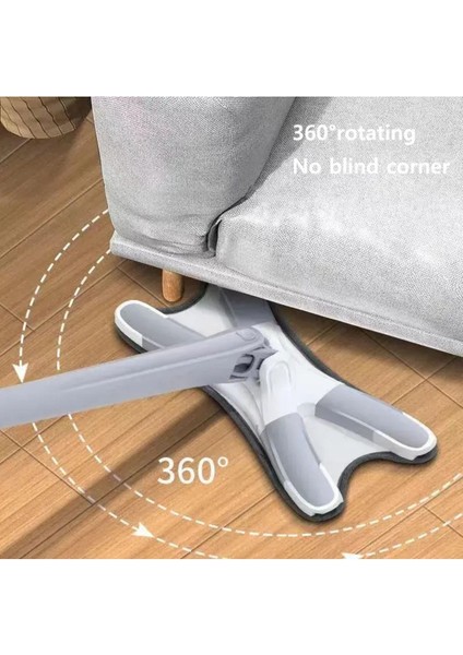 Kendinden Sıkmalı Kelebek Mop, Hafif ve Pratik Temizlik Aracı, Gri Renk