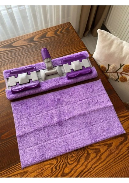 Mor Mikrofiber Yedek Bez, Mandallı Mop Için Uygun, Temizlik Kolaylığı Sağlar