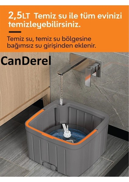 Pratik Otomatik Mikrofiber Mop Seti Temizlik ve Su Ayrımı Hediye Bezli