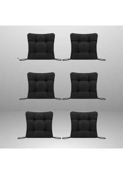 Sandalye Minderi 45X45 cm 6'lı Siyah