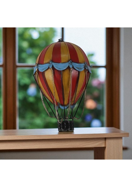 Jayland Retro Metal Sıcak Hava Balonu Biblo – Yatay Dekoratif Model – 44x28x14 cm