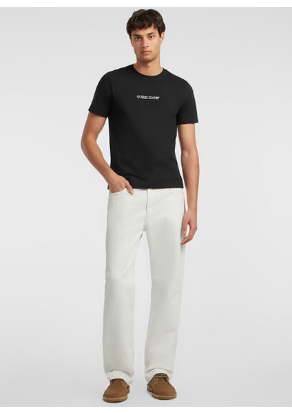 Siyah Erkek Regular Fit Desenli T-Shirt M4YI52K8HM0JBLK Gj Ss Cn Slım Logo