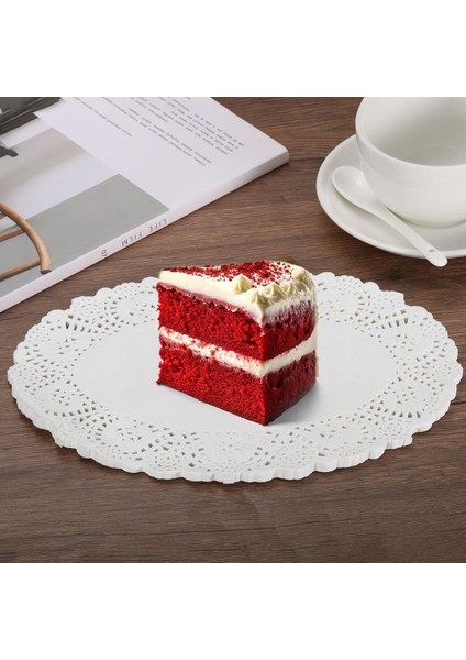 50 Adet Yuvarlak Kullanat Dantel Kağıt Sunumluk Çok Amaçlı Kağıt Servis Altlığı – 26 cm