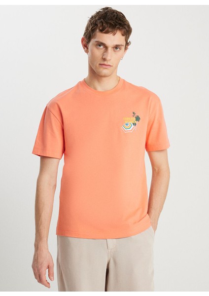 Turuncu Erkek Relaxed T-Shirt W2510747512 Relaxed Fit Grafik Logo fiyatları
