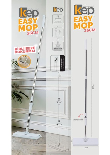 Kıskaçlı Akıllı Mop Seti, 10 Temizlik Bezi Hediyeli, Kullan At Bezlerle Uyumlu