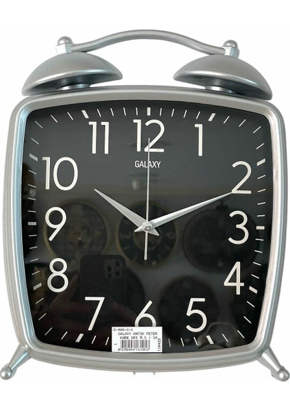Dekoratif Masa ve Duvar Saati Peter Saat Gri Renk 30 cm
