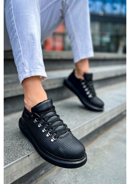 J021 Favo Ortopedik Taban Günlük Cilt Erkek Sneaker Spor Ayakkabı Cst Siyah modelleri