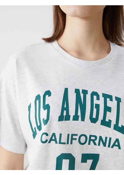 Xsıde Bisiklet Yaka Los Angeles Baskılı Kadın Tişört (S5) modelleri