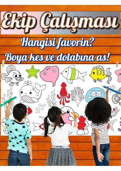 Minik Denizkızı ve Dostları 2.5 Dev Boyama Kağıdı | Doğum Günü Partisi Anaokulu Oyun Hediyesi fiyatları