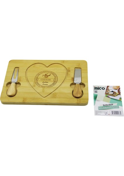 Kalpli Bıçak Sağ-Solahşap Bambu Kahvaltı Peynir Sunum Pano2 Bıçak=ahşap SAP19X29X1.5CM