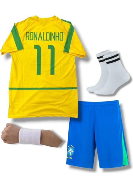 Brezilya- 11 Ronaldinho -Gaucho Dünya Kupası Yeni Sezon Çocuk Forması 4'lü Seti