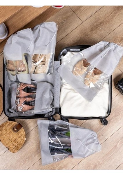 ( 5 Adet ) Pencereli Ayakkabı Saklama Hurcu Ayakkabı Taşıma Çantası Valiz Çanta Seyahat Organizer modelleri
