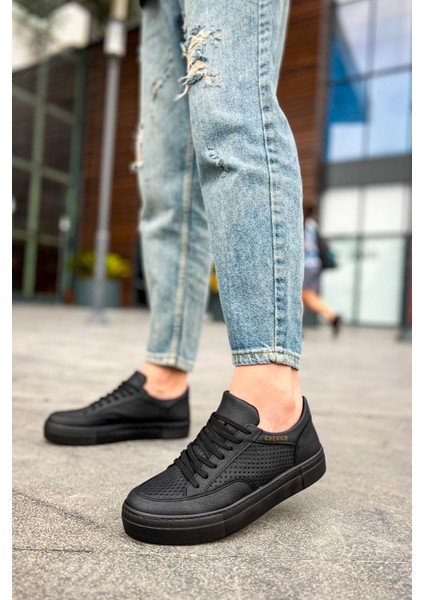J015 First Edition Ortopedik Taban Günlük Cilt Erkek Sneaker Spor Ayakkabı Cst Siyah