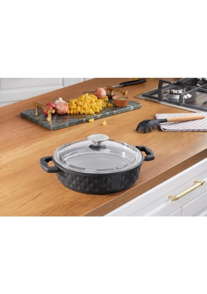 Döküm Basık Tencere, 28 Cm, Siyah, Dayanıklı ve Şık Mutfak Gereci fırsatları