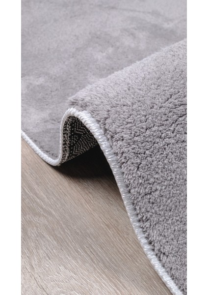 Gri Peluş Yumuşak Tüylü Puf Kaymaz Taban Yıkanabilir Halı modelleri