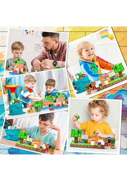 Minecraft Tarzı Manyetik Küpler - 100 Parça Zeka Geliştirici Blok Oyuncak 3+Yaş Eğitici Oyuncak Seti Manyetik Küpler Eğitici Yapı Oyuncak Seti