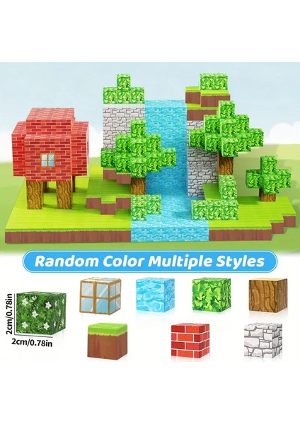 Minecraft Tarzı Manyetik Küpler - 100 Parça Zeka Geliştirici Blok Oyuncak 3+Yaş Eğitici Oyuncak Seti Manyetik Küpler Eğitici Yapı Oyuncak Seti