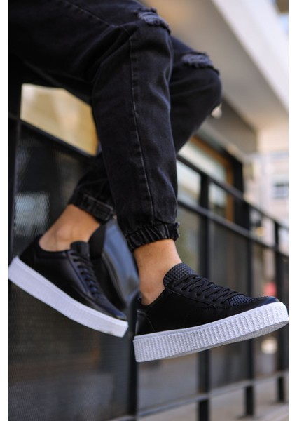 J017 Pyramid Ortopedik Taban Günlük Cilt Erkek Sneaker Spor Ayakkabı Cbt Siyah modelleri