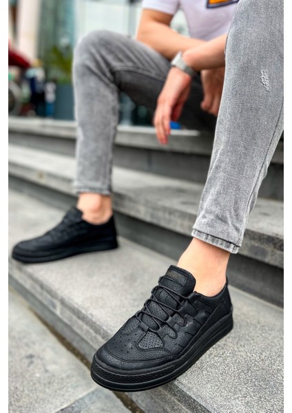 J040 C-Rey Ortopedik Taban Günlük Cilt Erkek Sneaker Spor Ayakkabı Cst Siyah modelleri