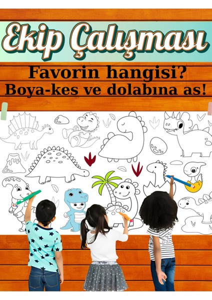 Sevimli Dinolar Iıı 2.5 M Dev Boyama Kağıdı | Eğlenceli Oyuncak, Özel Gün Hediyesi fiyatları