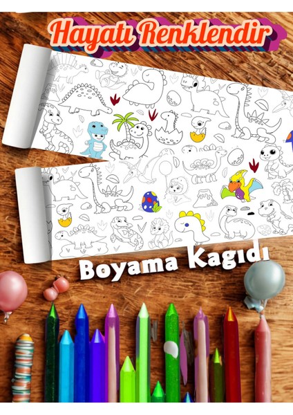 Sevimli Dinolar Iıı 2.5 M Dev Boyama Kağıdı | Eğlenceli Oyuncak, Özel Gün Hediyesi
