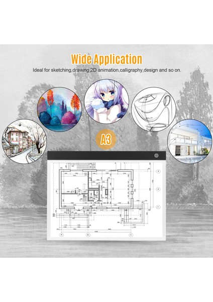 A3 LED Işıklı Çerçeve Çizim Tableti Dijital Grafik Sanat Animasyon Eskiz Çizim Kopyalama fiyatları