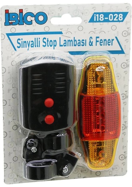 2in1 Bisiklet Cob LED Fener - Sinyalli Stop Lamba Pilli