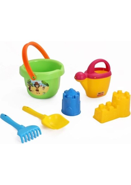 Yeşil Büyük Kova, Kürek, Tırmık ve Kale Kalıp Seti