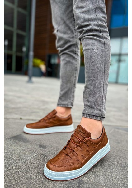 J040 C-Rey Ortopedik Taban Günlük Cilt Erkek Sneaker Spor Ayakkabı Cbt Taba