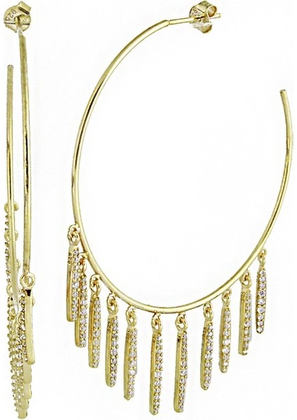 Sallantılı Gümüş Küpe MSKP2268, 925 Ayar Gümüş, Altın Kaplama