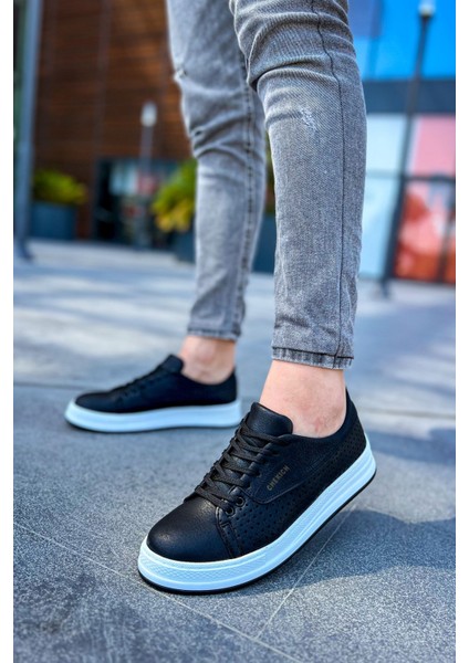 J043 Cowien Ortopedik Taban Günlük Cilt Erkek Sneaker Spor Ayakkabı Cbt Siyah