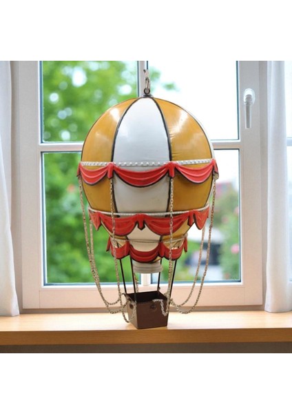 Jayland Retro Metal Sıcak Hava Balonu Biblo – Büyük Boy Dekoratif Obje – 27x27x45 cm