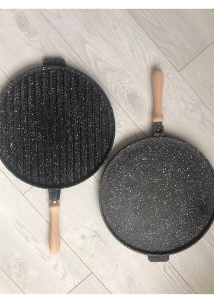 Çift Taraflı 35CM Döküm Granit Gözleme ve Izgara Tavası Beyaz fiyatları