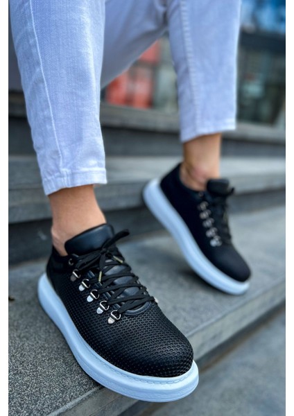 J021 Favo Ortopedik Taban Günlük Cilt Erkek Sneaker Spor Ayakkabı Cbt Siyah modelleri