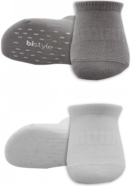 Bistyle 2'li Sneakers Kaymaz Colours Penye Çorap BS20104 Gri Beyaz fiyatları
