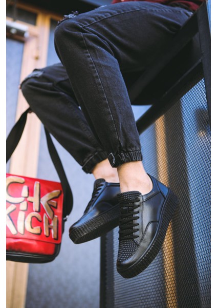 J017 Pyramid Ortopedik Taban Günlük Cilt Erkek Sneaker Spor Ayakkabı Cst Siyah fiyatları