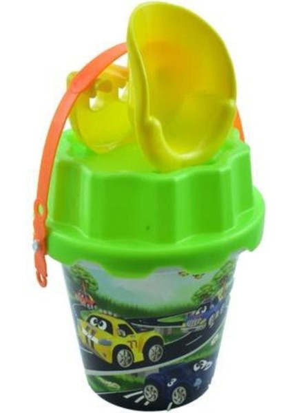 Desenli Yeşil ve Beyaz Kum Kovası, Eğlenceli Bahçe ve Oyun Malzemesi