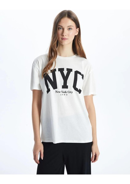 Xsıde Bisiklet Yaka New York City Baskılı Kadın T-Shirt (S5)