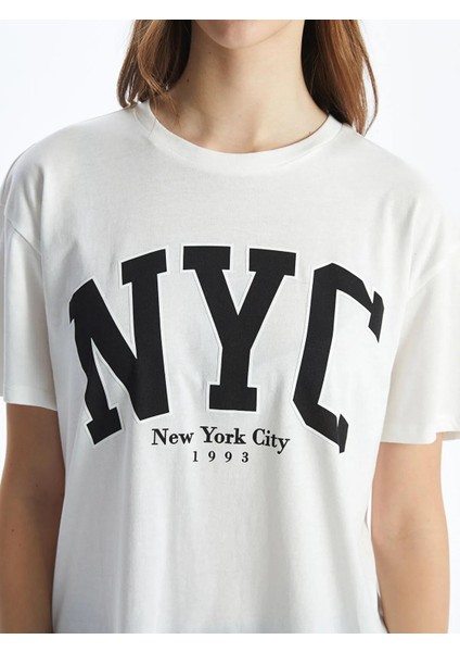 Xsıde Bisiklet Yaka New York City Baskılı Kadın T-Shirt (S5) modelleri